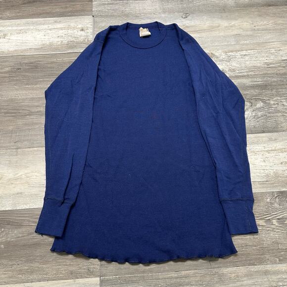 Vintage 80s Genuine Filson Blue Mens L Wool Pullover Crewneck Thermal Sweatshirt - Picture 1 of 7